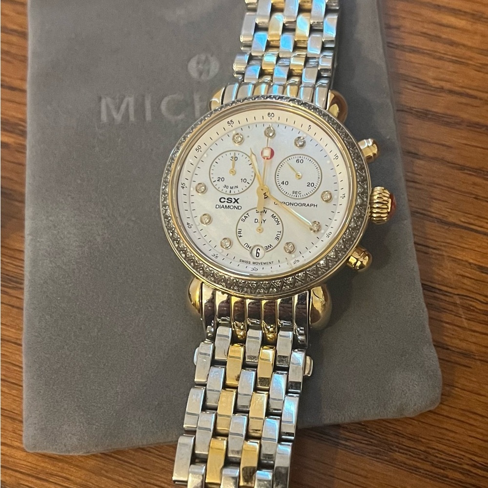 Michele CSX Steel & Yellow Gold Diamond Watch
